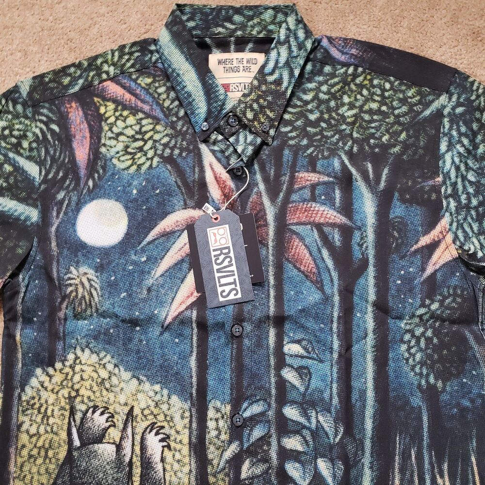 RSVLTS Where The Wild Things Are Size Medium Mens KUNUFLEX Button Shirt Howl - Picture 3 of 7